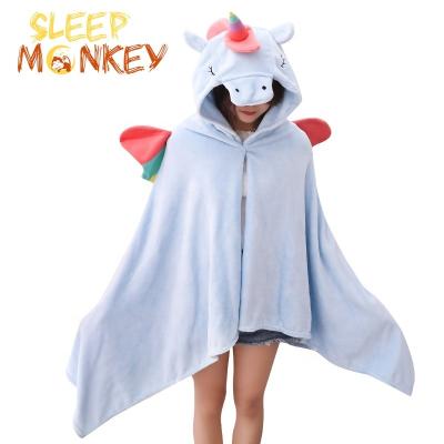 China 100% Polyester Baby Unicorn Blanket for Kids Blankets With Hood Unicorn Hooded Blanket Kids Blanket for Girls Boys Wearable All Season Blanket for sale