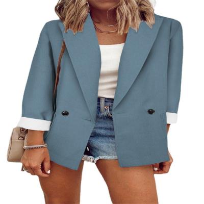 China 2021 Autumn And Winter New Fashion Anti-wrinkle New Fashion One-piece Long-sleeved Jacket Solid Color Suit Small for sale