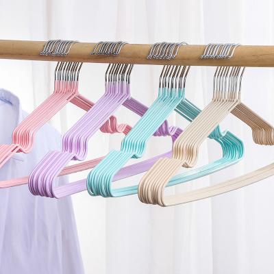 China Wholesale Eco - Friendly Metal Material Coat Hanger With Non Slip Shoulder Wire Hangers With PVC Coated for sale