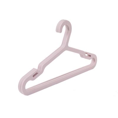 China Single Style Plastic Traceless Material Eco-Friendly Coat Hanger For Kids Small Non-slip Hook Pink Coat Hanger for sale