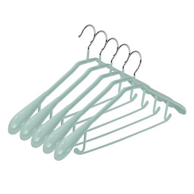 China Europe Custom Space Saving PVC Metal Thick Rubber Coated Cloth Hanger Bulk Up Wire Trouser Hangers for sale