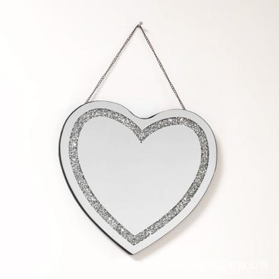 China Hot Selling European Elegant Light Luxury Style Broken Wall Living Room Decoration Wall Hanging Heart-Shaped Chain Test Drill Bathroom Mirror for sale