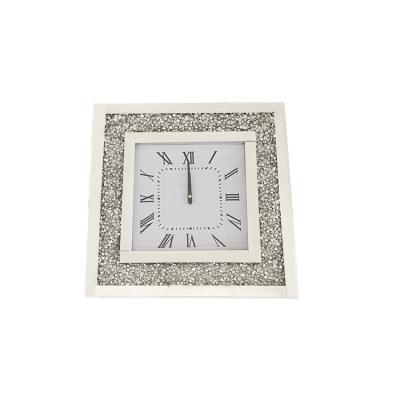 China Living Room Radio Venetian Bedroom Decorative Wall Sticked To The Wall Sun Movement Glass Mirror Diamond Broken Wall Clock for sale