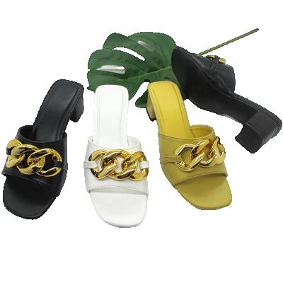 China Women Luxury Shoes Fashion Trend Sandals Jelly Slipper PVC High Heel Outdoor Slipper With Spool Chain for sale