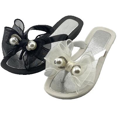 China Fashion trend ladies servo air kick slipper and PVC fashion upper bowknot for sale