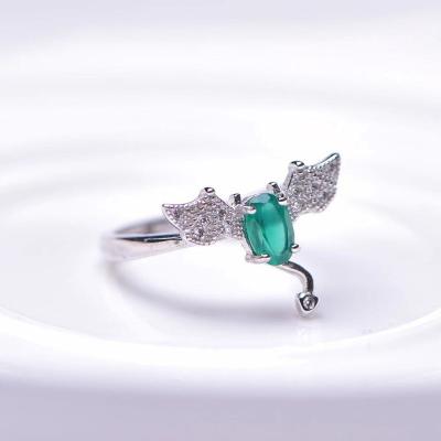 China Hot Retail and Wholesale China Popular Natural Green Wings Rings for Gift for sale