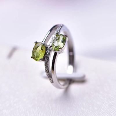 China Hot Retail And Wholesale China Popular Natural Olivine Ring For Gift for sale