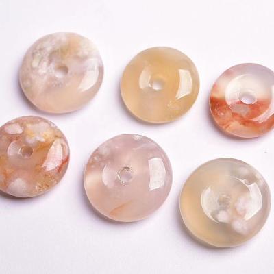 China China 2020 Hot Retail And Wholesale Popular Natural Flower Agate Button Pendants For Decoration for sale