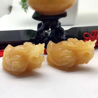 China China hot retail and wholesale hot popular yellow jade dragon turtle with wooden stand for decoration for sale