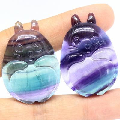 China Wholesale China Fluorite Cat Use Healing Crystal Carving Hand-Carved Decorations For Home for sale