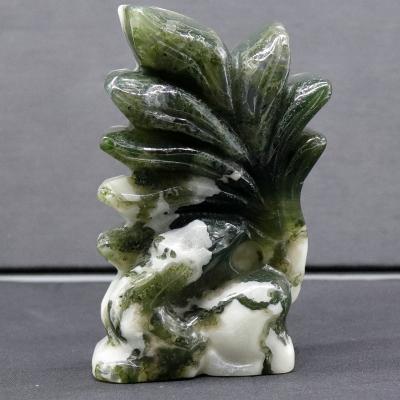 China China hot sale wholesale animal crystal carving natural aquatic agate nine-tailed fox use for home decor crystal pieces for sale