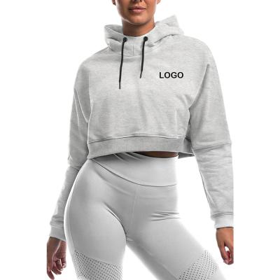 China Custom Logo Printing Women's Hoodies Cotton Solid Color Drawstring Women Anti-wrinkle Crop Top Pullover Hoodie for sale