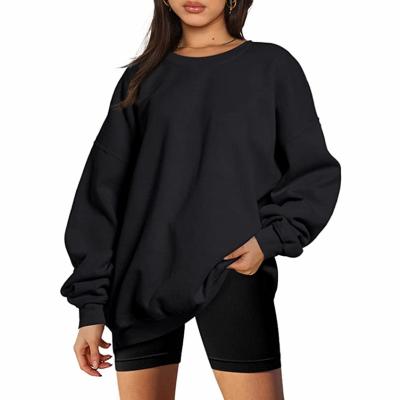 China Anti-Wrinkle Women's Fleece Oversized Sweatshirts Long Sheath Casual Crewneck Sweater Sweatshirt Hoodie Tops for sale