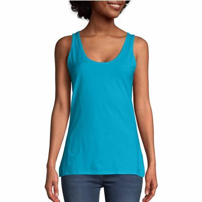 China QUICK DRY Women's 100% Cotton Sporty Scoopneck Tank Top Breathable Yoga Fitness Tank Top For Women for sale