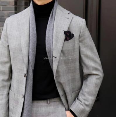 China Light Gray Anti-wrinkle Pant Design Single Breasted Coat Mens Suits For Wedding for sale