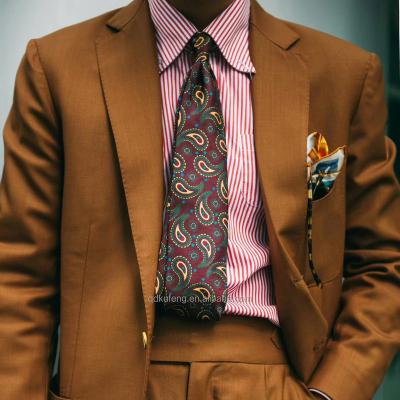 China Anti-wrinkle Summer Metal Slim Fit Brown Blazer Formal Wool Plus Size Bespoke Single Breasted For Men Suit for sale