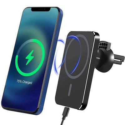 China 15W Mobile Phone Car Wireless Charger for iphone 13/12 pro Max 12 Mini Fast Charging Magnetic Holder Car Phone Holder for iPhones for sale