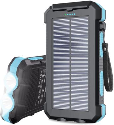 China Support Fast Factory Charging OEM ODM Waterproof 20000mah Solar Power Dual USB Travel Bank Battery Pack Charger For Outdoor Camping for sale