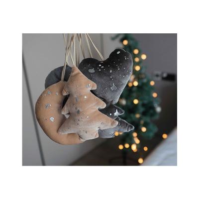 China Custom New Design Morden Christmas Cute White Star Velvet Home Hanging Tree Decoration Velvet Gift Star for sale