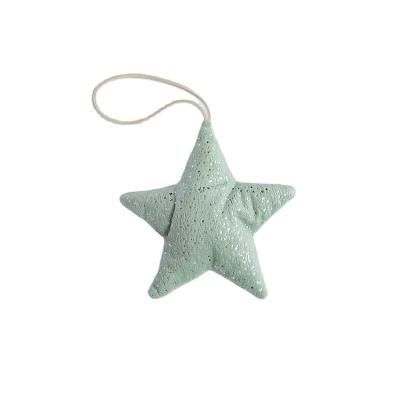 China Suede Fabric Christmas Decoration Bow Hanging Five Point Star With Christmas Bell Christmas Tree Hanging for sale