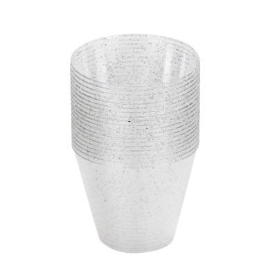 China Disposable Silver 8.8 Ounce 260ml 20 Pcs Reusable Customized Party Drinks Cup Glitter Plastic Cups for sale