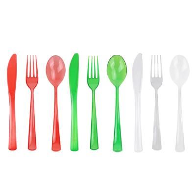 China Hot Selling Sustainable Christmas Travel Cutlery Set Part Plastic Customized Cutlery Set 24pcs for sale