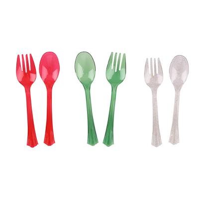 China Hot Selling Sustainable Christmas Travel Cutlery Set Part Plastic Customized Cutlery Set Daily 2 Pcs for sale