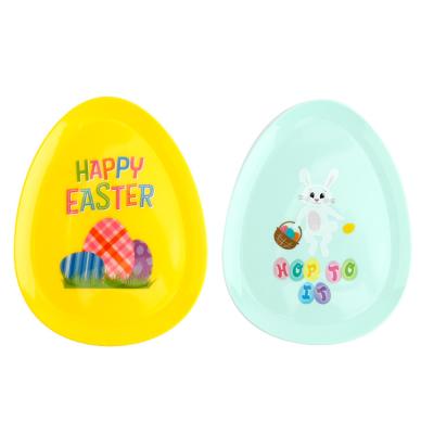 China Hot Selling Disposable Easter Egg Shaped Travel Tray Party Plastic Dishes Customized Dishes With Printing for sale