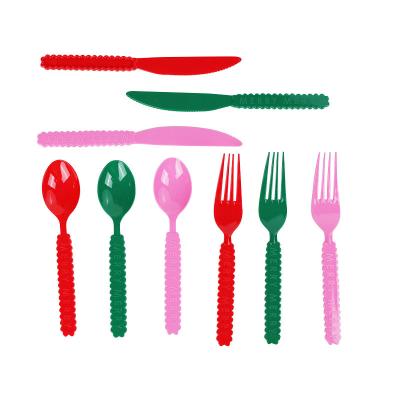 China Sustainable Travel Cutlery Set Hot Sales Party Plastic Cutlery Set Customized Logo 24 Pcs for sale