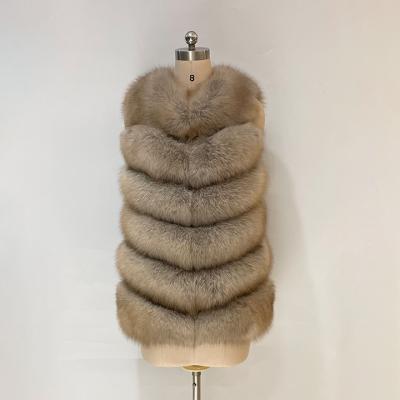 China Duty/Warmth 2022 Winter Adult Women Girls Luxury Sleeveless Fur Hooded Jackets Real Fox Fur Coats for sale