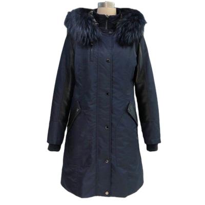 China New Product Silver Fox Windproof Hood Trim Natural Gray Rabbit Lining Fabric And Fur Winter Coat Women for sale