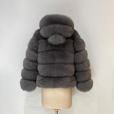 China Real Fox Warmth Real Fur Coat Hooded Luxury Cold Proof Windproof Reversible Jacket Women's Genuine Fox Fur Coat for sale