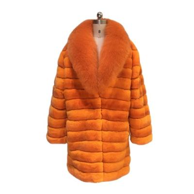 China New Arrival Good Quality Rex Rabbit Fur Plus Size Real Dyed Chinchilla Color Fox Fur Collar Winter Plus Size Fur Coat For Men for sale