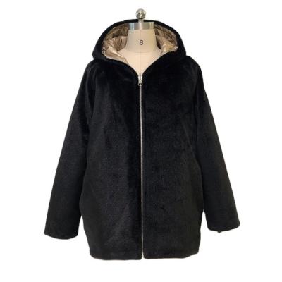 China High Quality Winter Faux Mink Fur Fabric Women Reversible Faux Fur Plus Size Coat for sale