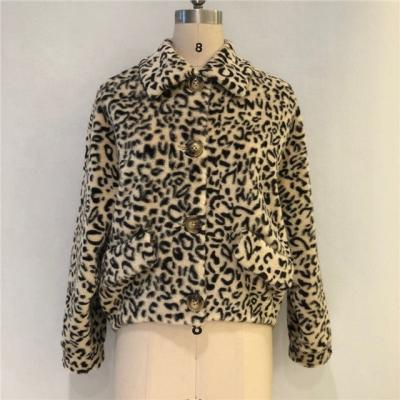 China Top Quality Fashion Women Bat Wing Sleeve Fashion Animal Printed Faux Mink Fur Jacket for sale