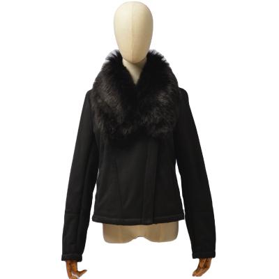 China High Quality Cool Soft Sustainable Fur Collar Non-animal Outerwear Faux Fur Jackets Women Winter Short Jackets for sale