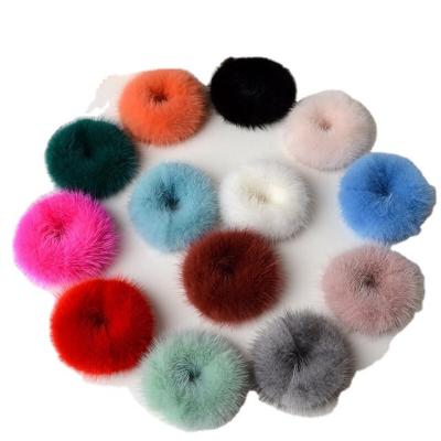 China Real Mink Fur Rubber Elastic Ring Scrunchie Fur Headband Fashion Girls Hair Bands Tie Rope Fluffy Hair Accessories for sale