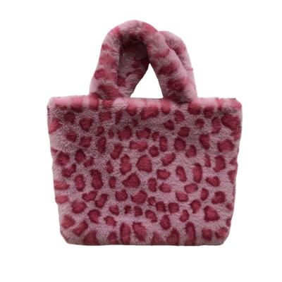 China Vintage Blanket Bag Fabrics Textiles Polyester Rabbit Fur Faux Fur Fashion Girls Natural Leopard Print Bags for sale