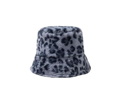 China Hot Sale Picture Hat For Girls Winter Leopard Print Lovely Rex Rabbit Fur Plush Basin Hat Fashion Warm Bucket Hats for sale