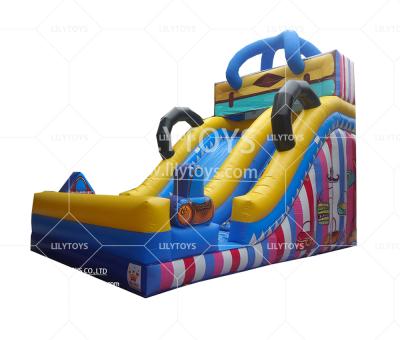 China PVC inflatable trampoline slide, gas slide amusement park, cute candy-themed inflatable slide for sale