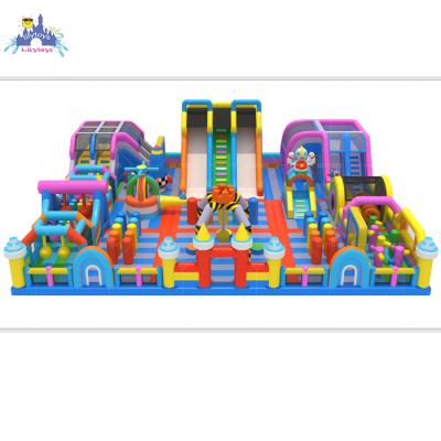 China Lilytoys Rental Factory Moving Obstacle Course Funny Safety Climbing Inflatable Obstacle Jumping 0.55mm PVC For Team Events for sale