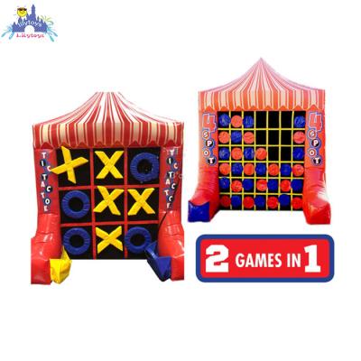 China durable 0.55-0.6mm PVC tarpaulin new Lilytoys finished 2 in1 interactive inflatable tic tac toe and connect 4 carnival sport games for party for sale