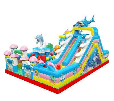 China PVC lovely lilytoys funcity inflatable ocean bouncing park, castle playground with slide for sale