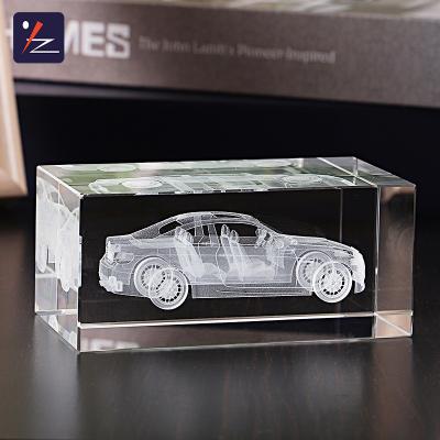 China Europe best quality custom K9 logo 3d car glass laser engraved crystal cube for home decoration for sale