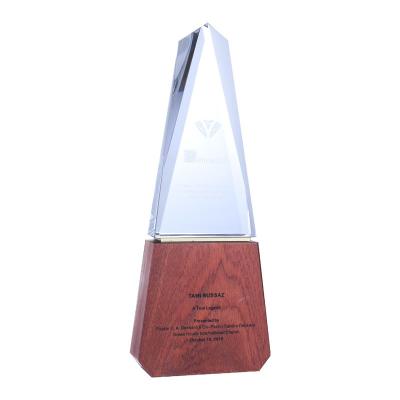 China Europe Basic Customized High End Creative Solid Wood Crystal Award for sale