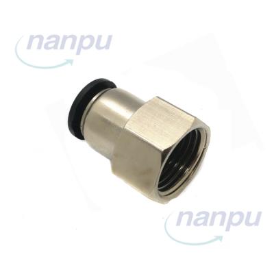 China Mechanical Parts PCF Female Thread Pipe Straight Through Fittings Recess Pneumatic Connector for sale