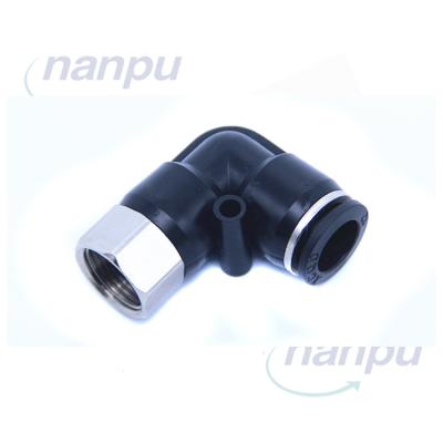 China Connect Pipes PLF Pneumatic 90 Degree Elbow Female Threaded Pipe Fittings Quick Connect Pipe Connectors for sale