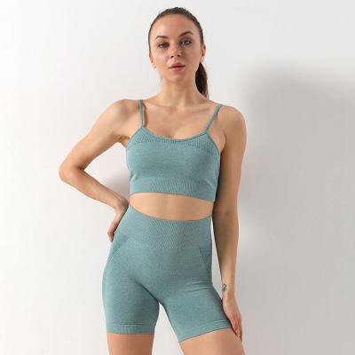 China QUICK DRY Workout Sets Womens 2Pcs Shorts Top Full Length Tank Yoga Seamless Sports Bra Legging Teams For Yoga Fitness Gym for sale