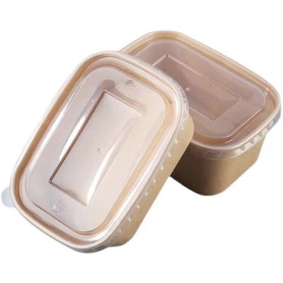 China Greaseproof Square rectangular round paper salad box rectangular container with PE coating takeaway paper bowl for sale