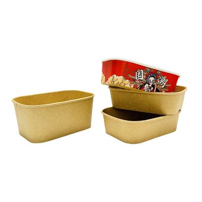 China Greaseproof Biodegradable square kraft paper salad bowl for disposable food packaging take away with custom paper bowl for sale